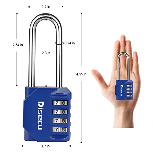 Image of 2 Pack disecu 2.6 Inch Long Shackle Combination Lock, 4 Digit Outdoor Waterproof Padlock for School Gym Locker, Sports Locker, Storage Unit, Gate, Fence, Toolbox, Cabinet (Blue)