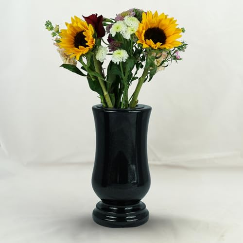 designgrab Grabvase Taille-Exclusiv aus poliertem Granit – 28×15 cm, schlank-zylindrisch, hochglanzpoliert, witterungsbeständig Schwedisch