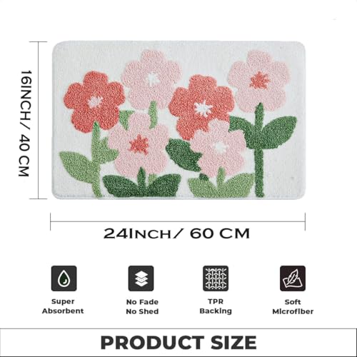 Image of AAZEEM Mat Rugs Non-Slip Abstract Bath Rugs Cute Mat Washable for Tube |Rectangular Door Mat for Home |Drawingroom |Easy Clean Indoor and Outdoor Floor |Baby Pink |