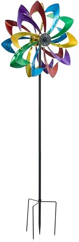 Miniatura 2 de Evergreen - Molinillo de viento colorido de 75 pulgadas  Girador de metal recubierto de polvo resistente para exteriores  Flor cinética solar