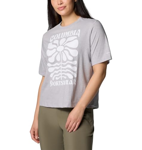 Columbia Columbia Women's North Cascades Relaxed Tee, Columbia Grey Heather/Floral Groove, X-Large