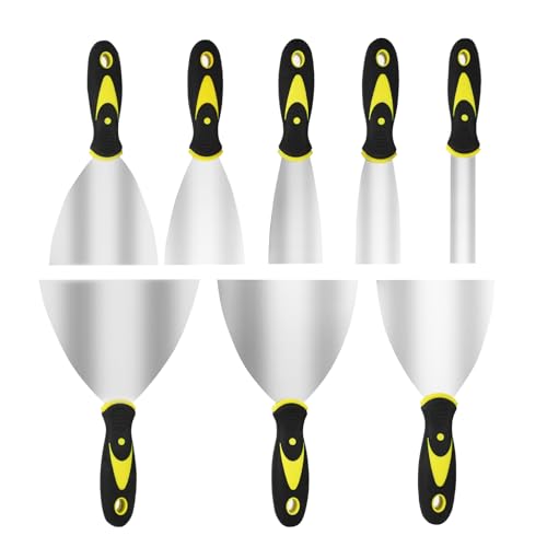 8 Pièces Couteau à Enduire - Spatules en Acier Inoxydable - Spatule Bricolage - Couteaux à Enduire avec Manche en Plastique (25/40/50/60/75/100/125/150 mm)