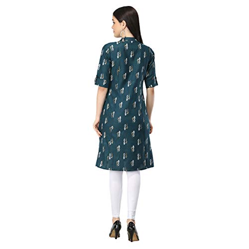 Image of Leriya Fashion Kurti for Women || Slub Rayon Foil Printed Short Round Kurta for Women || Fancy Kurti || Collage || Formal Office Wear Kurtis for Women || Stitched Kurti ||