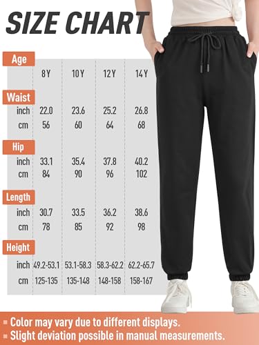 Girls Sweatpants Cotton Athletic Pants Kids High Waisted Jogger Pants with Drawstring Pockets for Teen Girls2
