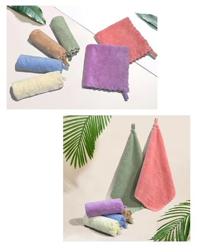 Image of 10''x10''Baby Washcloths with Hanging Strap, Microfiber Baby Towels for Newborns,Extra Absorbent and Soft Burp Cloth for Infants and Toddlers,Gentle On Sensitive Skin (Coral Fleece-18)