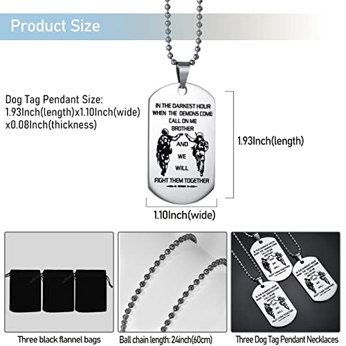 CaleesLLC Men's Necklace We Will Fight Them Together,To my Brother Necklace Military Dog Tag Pendent Christmas Birthday Party Gift,Set of 32
