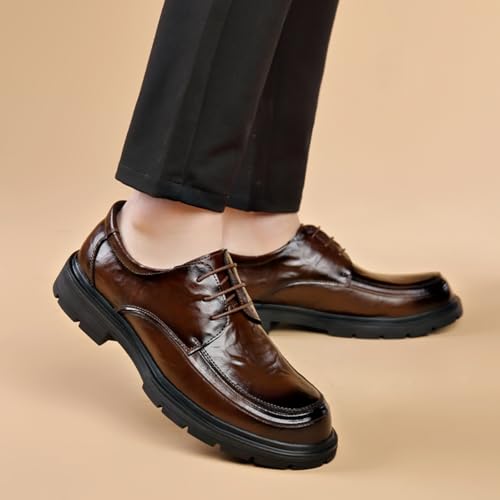 Men's Classic Slip - on Genuine Cowhide Leather Penny Loafers, Ideal for Business - Casual Work and Daily Office Wear (Brown,8.5)4