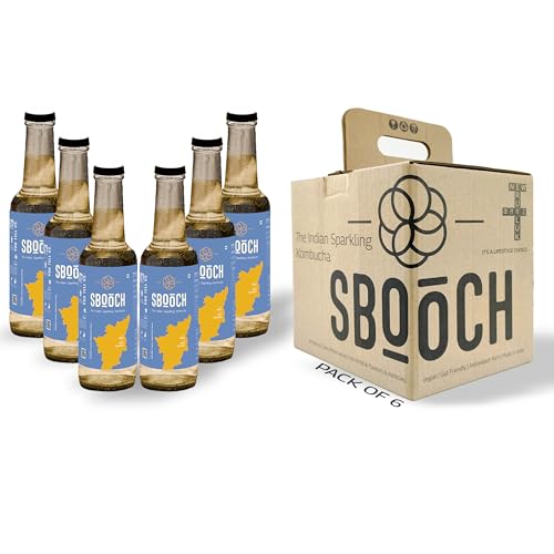 Image of SBOOCH - Rasam - Sparkling Kombucha 275ml Pack of 6 Rasam Flavour | Naturally Fermented Tea Drink | Low Sugar, Vegan, Non-Alcoholic | Clean, Gut-Friendly, Antioxidant-Rich Refreshing Beverage