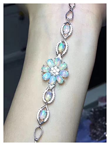 Bracelet en argent 925 orné d'opales multicolores véritables