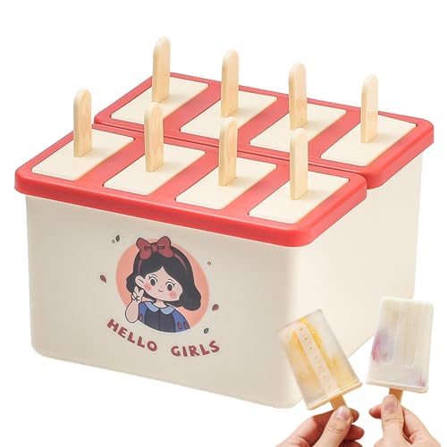 Moldes para helados hechos a mano, con 8 huecos, fácil de disolver, molde reutilizable para batidos de yogur, zumo de yogur