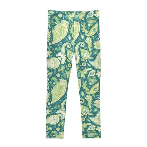 Traditional Oriental Paisley Pattern Vintage Watercolor Kids Baby Girls Cotton Leggings Comfortable Full Length2