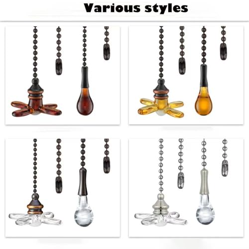 Image of Ceiling Fan Pull Chain, Pack of 2 Ceiling Fan Cords with 6 Inches Fan Pulls Set with Connector(dark brown)