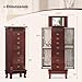 Giantex Standing Jewelry Cabinet with 7 Drawers, Flip-Top Mirror, 2 Side Doors with 12 Necklace Hooks, Divided Ring Compartments, Velvet-Lined Jewelry Armoire Organizer Chest (Cherry)