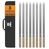 GrillBee - Kabob Skewers - 23 inch, 1 Inch Wide Stainless Steel Barbecue Skewers, Reusable Metal Skewers for Grilling BBQ - Brazilian, Persian, Middle Eastern, Koubideh, Turkish - Set of 6pc with Bag