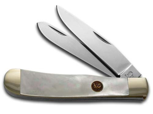 Hen and Rooster Mother Pearl Trapper Pocket Knife Knives Navaja