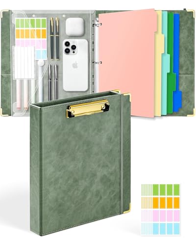 Classeur 3 anneaux en cuir élégant avec presse-papiers intégré pour organiser vos dossiers