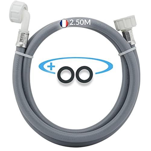 BYMEO, Tuyau Machine à Laver 2.50ML / Tuyau d'Arrivée d'Eau Pour Lave Vaisselle/Lave Linge, Ce Flexible d'Alimentation Universel Renforcé Peut Servir De Rallonge / 2 Joints Plats Caoutchouc Fournis.