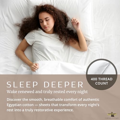 Image of Luxury 1200 TC 100% Egyptian Cotton Cal King Size Sheet Set | Ultra Soft | Cooling for Hot Sleepers | CEA Gold Seal Certified | 18 inch Deep Pocket | Cal King Size [White]