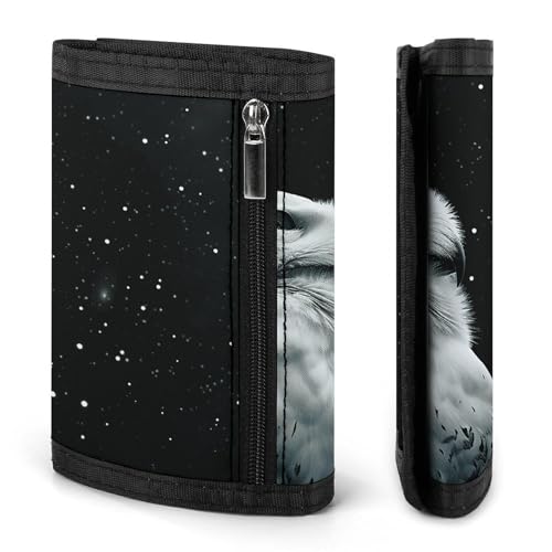 Snowy Owl And Stars Trifold Wallet for Men - Money Clip Slim Wallets with Multiple Card Slots Minimalist Small Front Pocket Wallet for Everyday Carry3