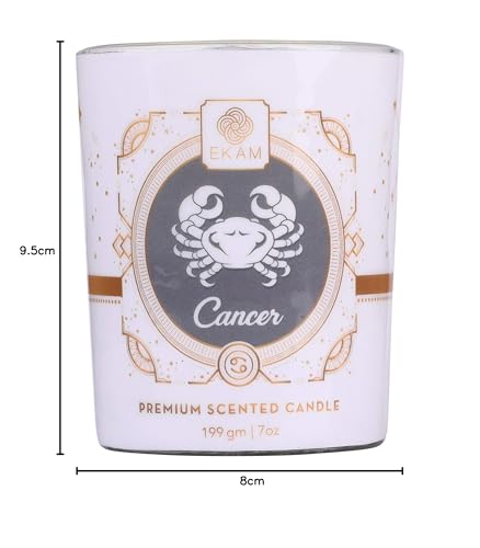 Image of EKAM Cancer Zodiac Scented Candle| Net Weight: 199 GMS; Burn time: 30 hrs