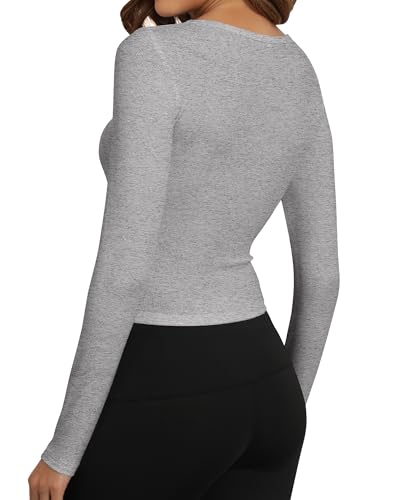 Artfish Women's Casual Basic Ribbed T-Shirts Slim Fitted Boat Neck Long Sleeve Crop Top2