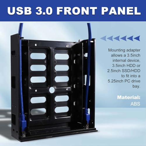 Panel frontal USB 3.0 doble para bahía 5.25 pulg, negro miniatura 2