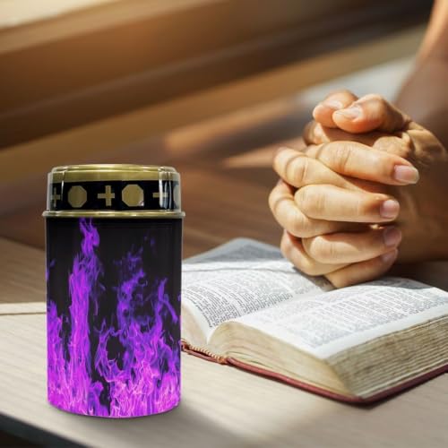 Image of Halloween Solar Flame Lights, Waterproof Flameless Candles | Purple Flame Solar Lights for Cemetery Grave Decorations Water Resistant LED Flameless Candle for Grave Memorial Gift Decor