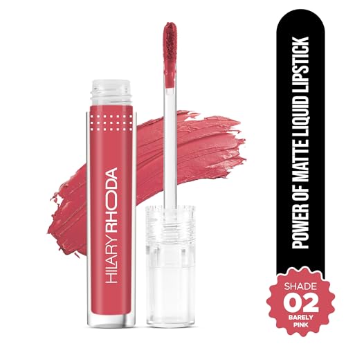 Image of Hilary Rhoda Power Of Matte Liquid Lipstick | Buildable Colour | Long Lasting & Matte Finish | Lightweight & Non-Drying Formula | Smudge Proof & Non-Transferable | 3ml (Barely Pink - Shade 02)