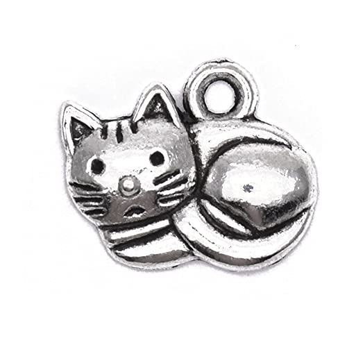 Zicdije Pack of 80 PCS Sleepy Cats Antique Tibetan Silver