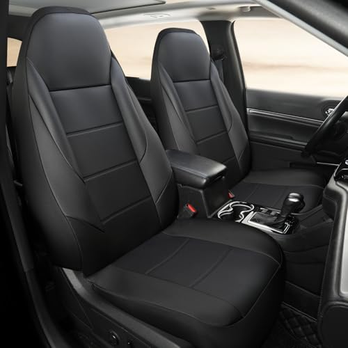 GIANT PANDA Front Car Seat Cover for Jeep Wrangler TJ 1997-2006 Sahara/Sport/SE Faux Leather Bucket High Back Seat Covers Custom Fit Jeep Accessories (Black 2-Pack)