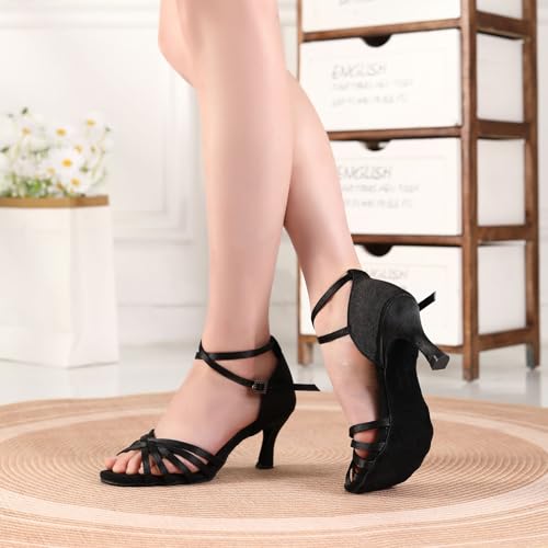 Women's Professional Ballroom Dance Shoes Latin Salsa Shoes for Women Dancing Performance Heels,Model EM2134