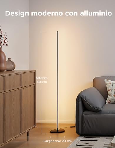 Lampade da Terra LED RGBIC, Piantana Lampada da Terra Funziona con Alexa, Matter, APP, 16 Milioni di Colori Musica Sincronizzazione a Luce Calda per Soggiorno, Camera da Letto, Ufficio - Illuminazione - Immagine 3