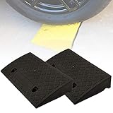 ANSNOW 2Er-Pack Robuste Gummi-Bordsteinrampen, Tragbare Kunststoff-Schwellenrampen Für Den Behindertengerechten Zugang Von Autos, Wohnwagen, Anhängern Und Rollstühlen, 50 X 27 X 7 cm/Schwarz