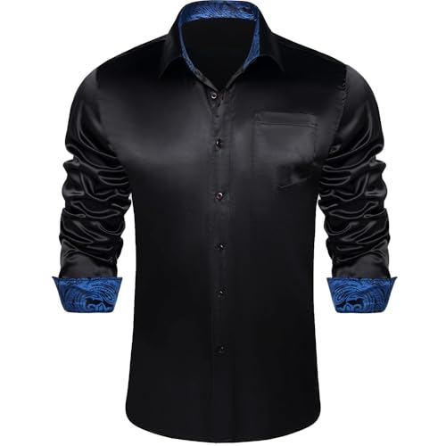 Chemise formelle en satin uni pour homme avec col patchwork chic - 2