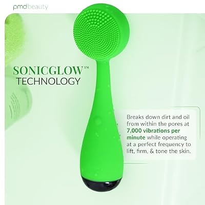 Clean, Acne, and Redvolution - Electric Facial Cleansing Brush, Smart Facial Device with Silicone Brush & Anti-Aging Massager, Red and Blue LED Light