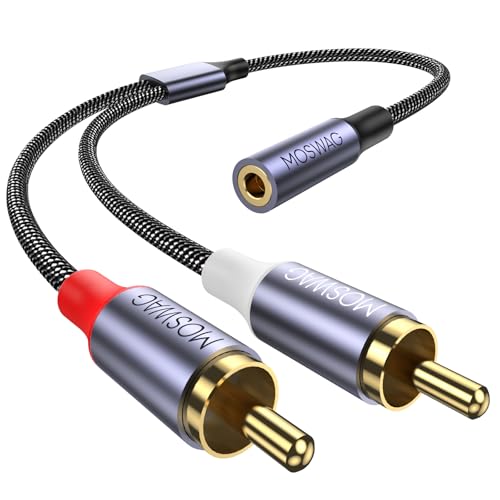 MOSWAG 3.5mm to RCA Cable,25CM 3.5mm Female to 2RCA Male Stereo Audio Cable Gold-Plated for TV,Smartphones,MP3,Tablets,Speakers,Home Theater