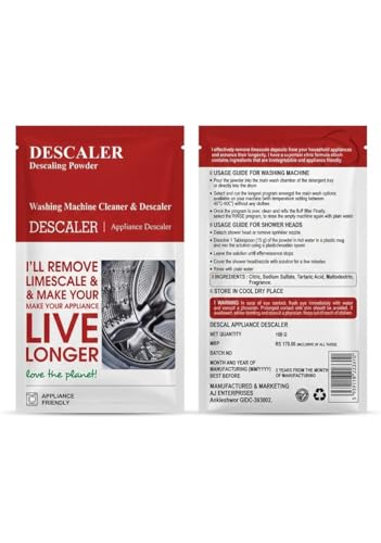 Image of Washing Machine Cleaner, Descaler For Washing Machine Front Load and Top Load, Washing Machine Cleaning Powder, Descaling Powder For Washing Machine 100 Gm (Packet Of 10)