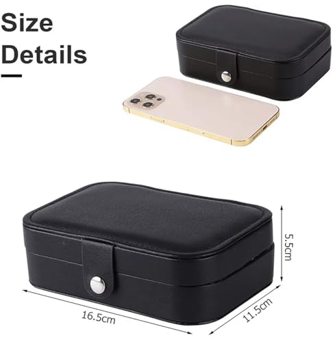 Porta Jóias Portátil Viagem Maleta Estojo Premium Anel Bijuteria (Preto)