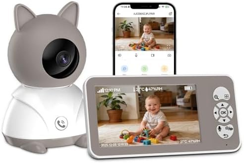 Camara Vigilancia Bebe 2K/5” - Vigilabebes con Camara Bebe con PT...
