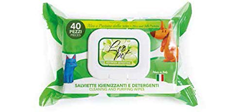Leopet Reinigungstücher und Reinigungsmittel für Hunde und Katzen mit Aloe & Seidenprotein-Duft, 40 Stück