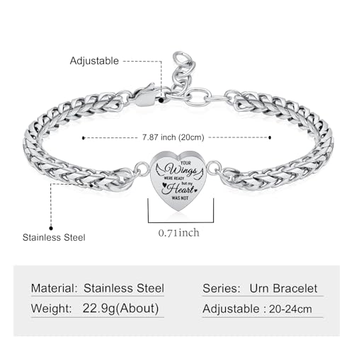 Imrsanl Heart Urn Bracelet for Women Cremation Jewelry for Ashes Bracelet Keepsake Memorial Lockets for Human Ashes2