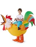 Spooktacular Creations Kids Chicken Inflatable Costume, Riding an Rooster Halloween Ride-on Chicken Costumes, Funny Blow Up Inflatable Suit for Halloween Dress Up Parties,M