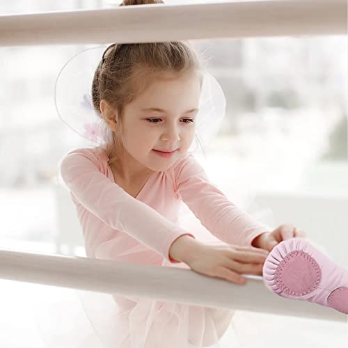Foto von Ballettschuhe Mädchen Leder Ballettschläppchen mit Geteilte Ledersohle Gymnastik Tanzschuhe für Kinder Damen,Rosa Eu29