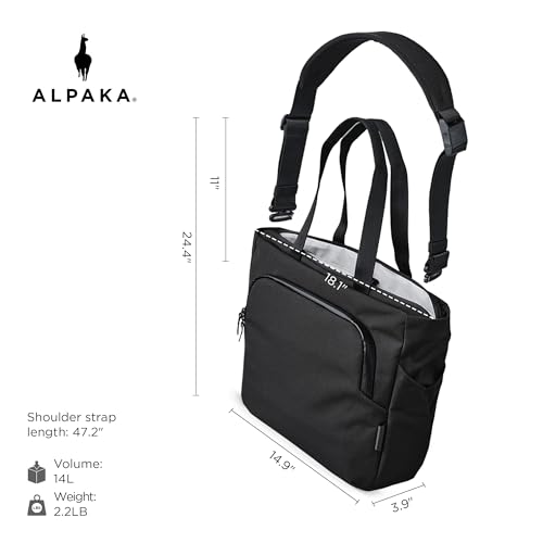 ALPAKA Bravo Tote Bag and Zip Pouch Pro - Weatherproof 16 Inch Laptop Briefcase for Men & Women, Work Travel Tote with Shoulder Strap - Minimalism Zipper Wallet - RFID Blocking ID Card Holder2