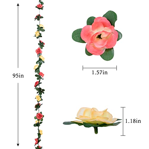 Senseya 6Pcs Artificial Flower Garlands Fake Peony Vine Artificial Flower Hanging Rose Ivy For Wedding Home Hotel Office Garden Craft Art Decor (Sunset) #TOP6