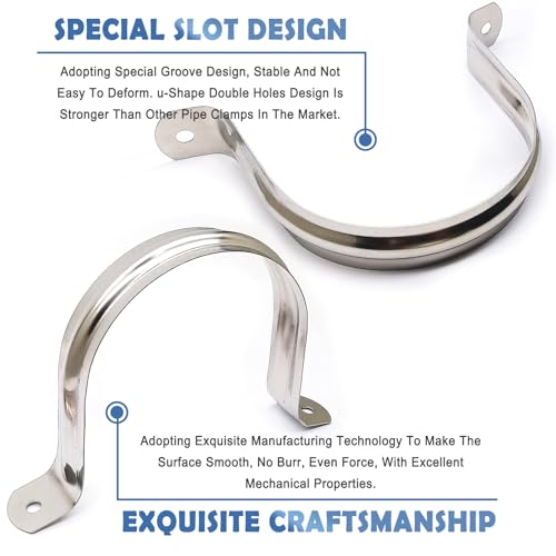 Image of Nge 4inch Rigid Pipe Strap Clamp-Two Hole Strap-U Bracket Tube Clip-Stainless Steel Heavy Duty Pipe Fasten Holder-Secures Conduit，4Pcs（115 mm)