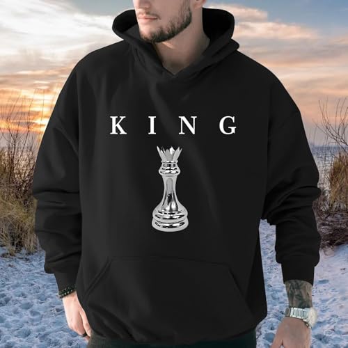 King Graphic Hoodies For Men Oversized Designer Hoodie Cool Chess Sweatshirts Urban Streetwear Drop Shoulder Pullover4