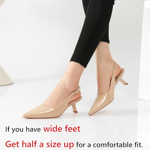 Image of RIBONGZ Sexy Slingback Pumps Elegant Dressy Heels for Women Closed Toe Pointy High Heels Wedding Bride Prom Party Evening Shoes