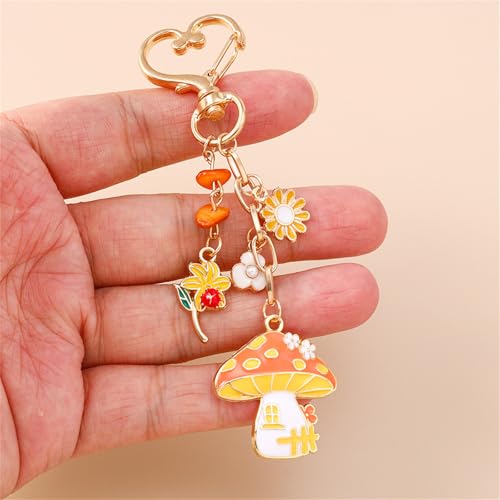 Porte-clés champignon léger et robuste avec perles de blé - 3