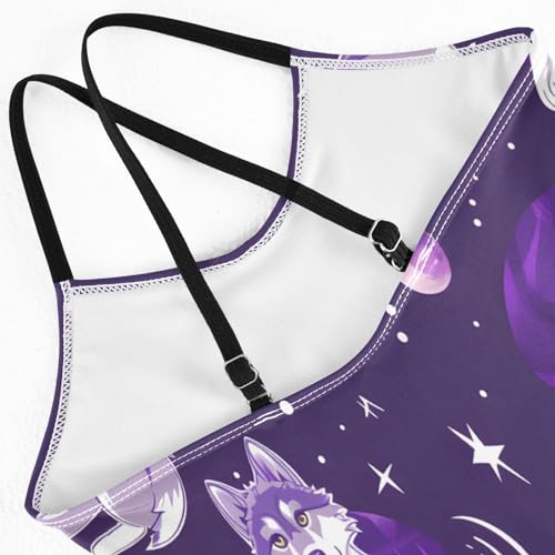 Toddler Kids Swimsuits One Piece Bathing Suits Swimwear Starry Sky Wolf for Baby Girl4